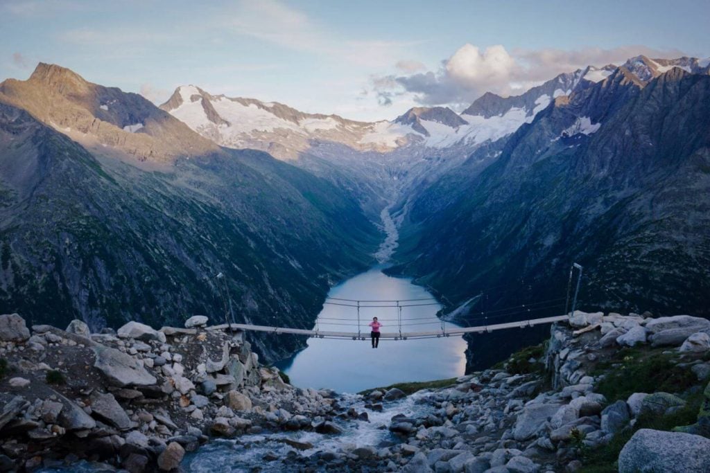Olpererhütte Hängebrücke, Zillertaler Alpen, Österreich