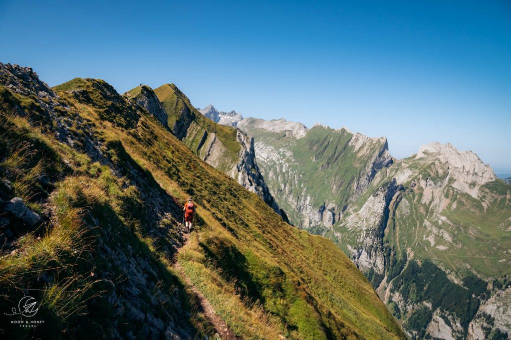 Hiking the Marwees ridge trail in the Appenzell Alps, Switzerland