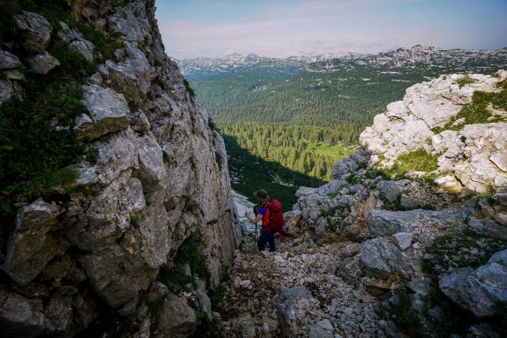 Descending Štapce to Triglav Lakes Valley, Slovenia